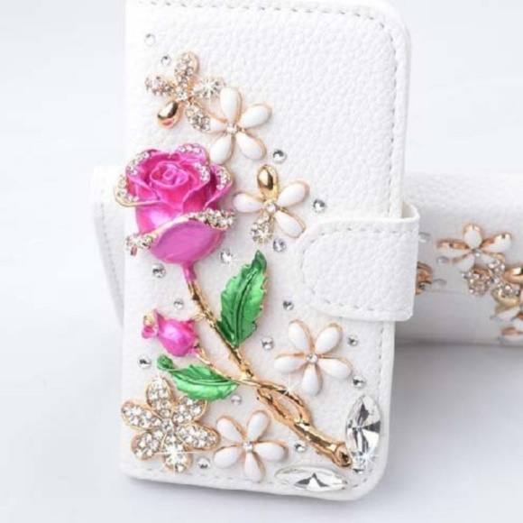 Accessories - Samsung Galaxy S6 Edge Wallet Case Rose 3D Bling